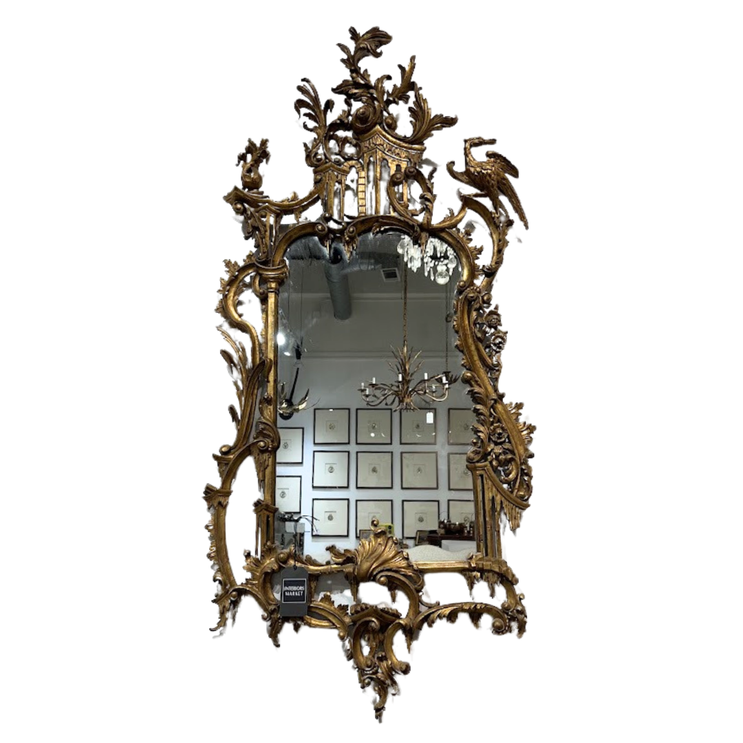 Carved Italian Gilt Rococo Style Mirror