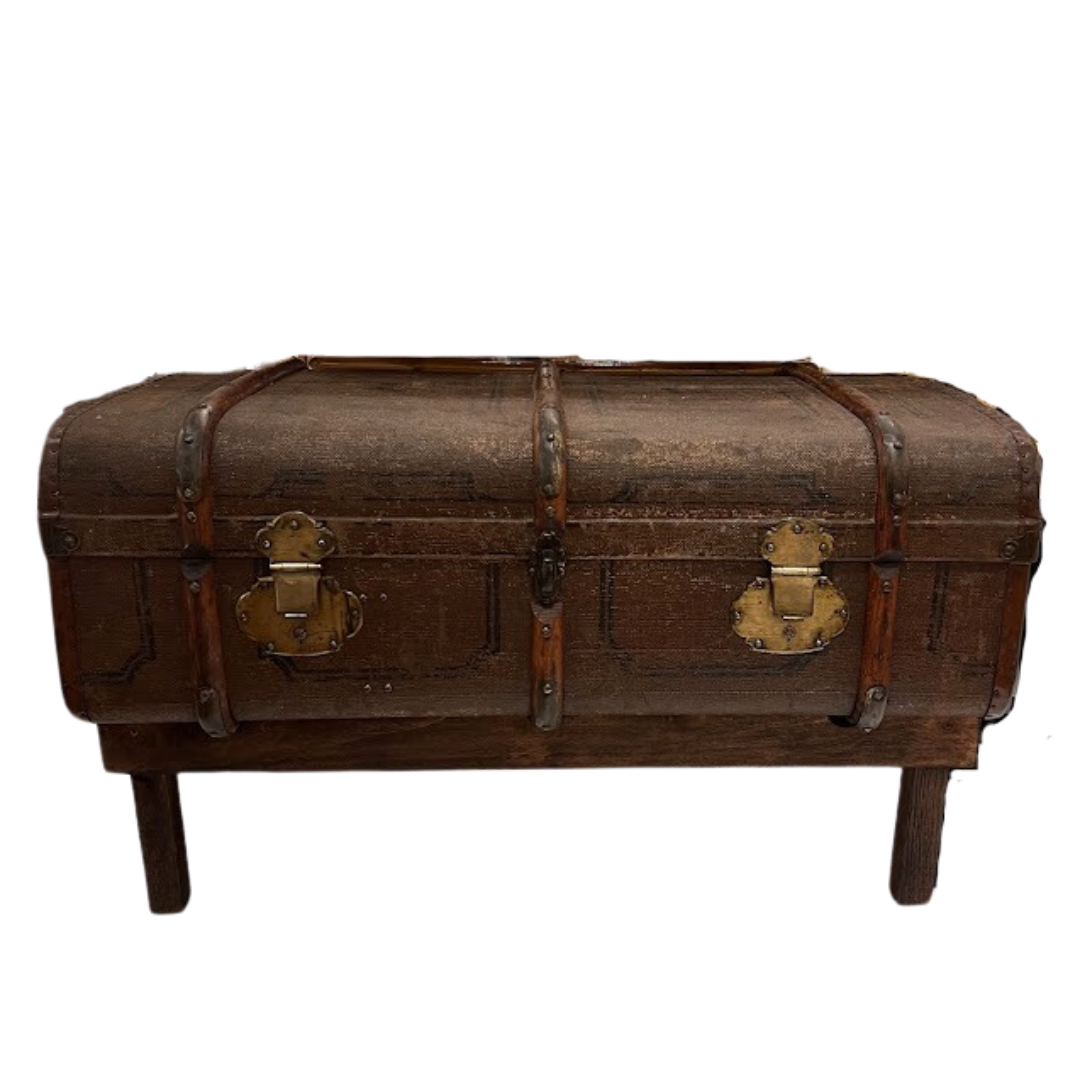 Antique Suitcase with Wooden Stand