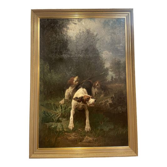 Antique Oil on Canvas Hunt Scene by Edmond Josef de Praetere