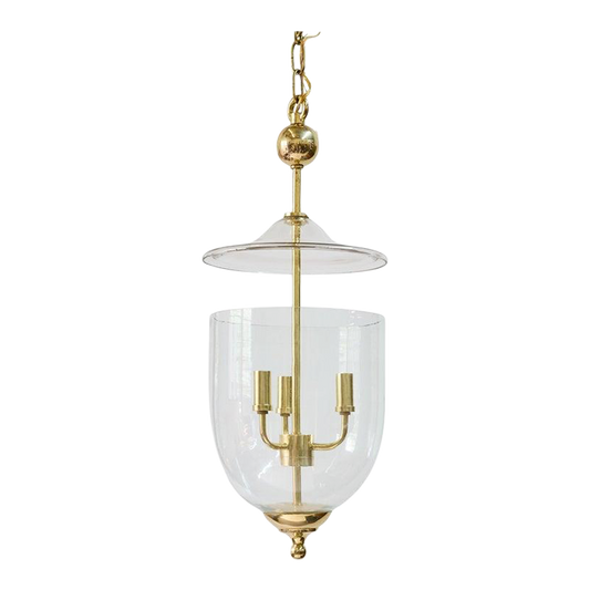 Classic Brass and Glass Three Light Bell Jar by Currey and Co.