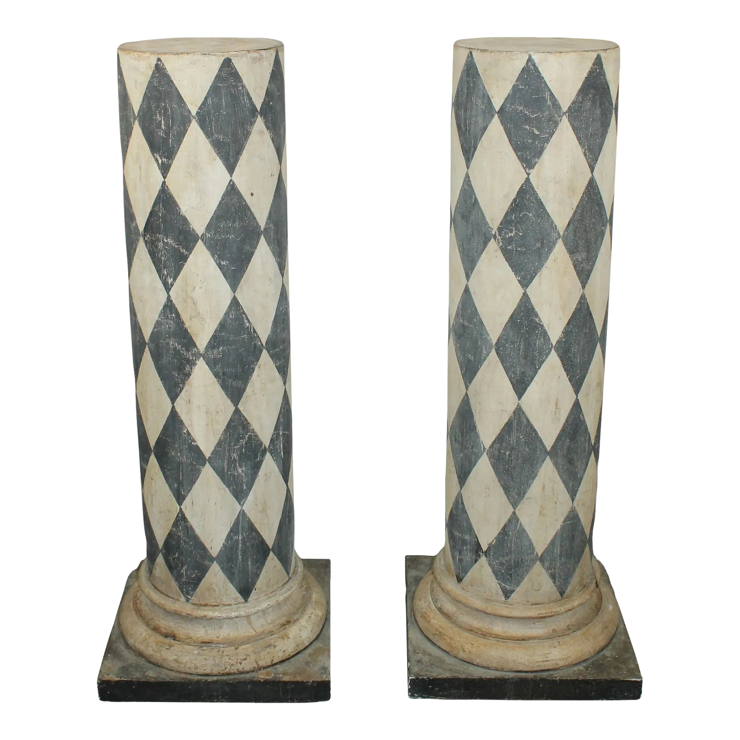 Pair of Early 20th Century Harlequin Painted Italian Pedestals